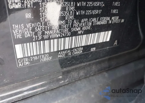 2024 Toyota Rav4 Le z USA, uszkodzony, nr VIN 2T3F1RFV8RW424730